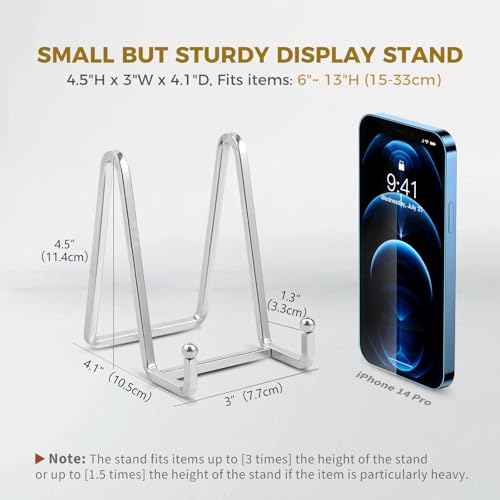 Plate Holder Easel Display Stand - 4.5 inch Metal Plate Stands for Display - Tabletop Picture Stand - Silver Iron Easels for Display Pictures | Photo Frames | Book | Decorative Plates | Plaque -2 Pack - color: Silver 4.5 Inch-2