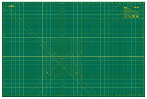 OLFA 24x36" Self-Healing Rotary Cutting Mat (RM-MG) - Double-Sided, Green | Self-healing, triple-layer, double-sided grid, rotary cutter safe - Large quilting projects - Quilters and Crafters