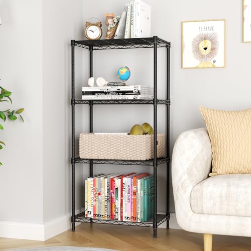 Golpart 4Tier Adjustable Storage Shelves Metal Wire Shelving Standing Shelf - color: Black, size: 4-tier-12"Dx22"Wx43.5"H