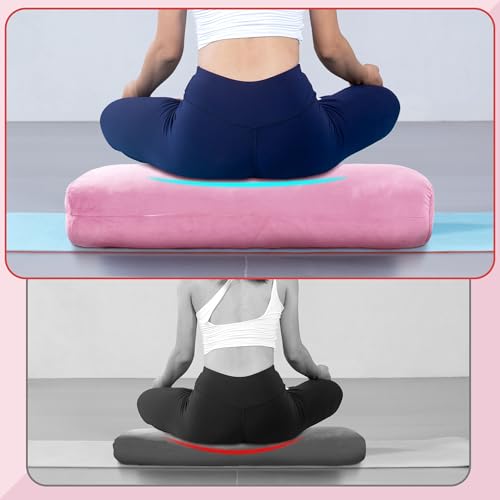 MABOZOO Yoga Bolster Pillow, Rectangular Bolster for Restorative Yoga & Meditation, Professional Meditation Cushion with Carry Handle, 27"X10"X6" - color: Pink
