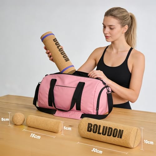 2026 NEW Balance Board Cork Half Roller Kit | Foot Balance Trainer & Ankle Strengthener for Stretch Massage Fascia Release | Cork Massage Ball Roller Resistance Bands | Portable Balance Training Set for Home Gym