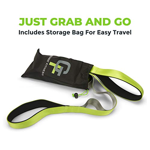 Gradient Fitness Stretching Strap for Physical Therapy, 12 Multi-Loop Stretch Strap 1.5" W x 8' L, Neoprene Handles, Physical Therapy Equipment, Yoga Straps for Stretching, Leg Stretcher. - color: Green/Grey