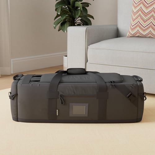 86l Large Duffel Bag For Travel, Gym & Sports - Water Repellent Polyester, Hidden Straps, Shoe Compartment - Perfect Luggage Duffle Bag Or Backpack For Men & Women - color: Black, size: M