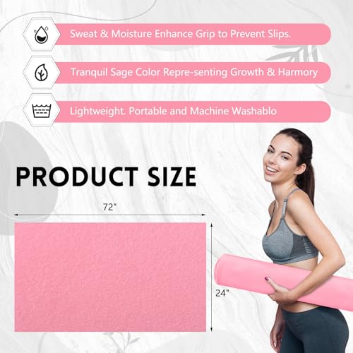 Breling 4 Pack 72" x 24" Hot Yoga Towel Non Slip Microfiber Mat Towel Sweat Absorbent Soft Pilates Mat Essentials for Hot Yoga Pilates Exercise (Pink) - color: Pink