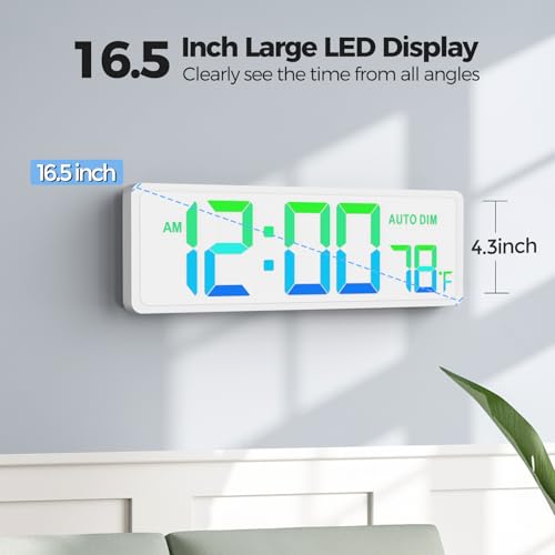 REACHER 16.5" Large Digital Wall Timer Clock, Countdown/up, Remote Control - color: White