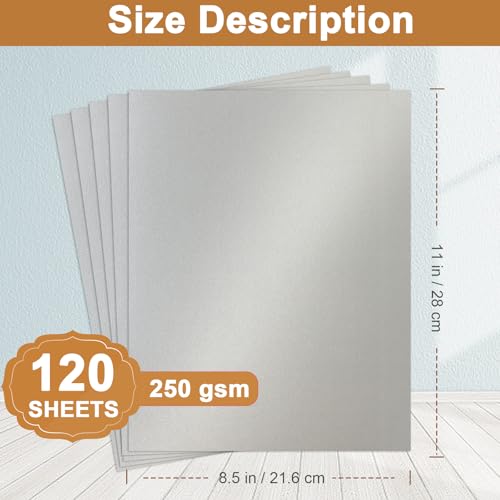 Silunkia 120 Sheets Shimmer Silver Cardstock 8.5 x 11 Craft Paper 92lb | Heavyweight Certificate Paper Card Stock for DIY Card Making, Wedding Invitations, Thank You Cards, Business Cards - color: Silver, size: 120 Sheets