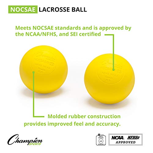 Champion Sports Lacrosse Balls & Rhino Skin® Foam Balls – Official Size Balls for Games, Practice & Training, NCAA, NFHS & SEI Certified, Multiple Colors, Packs & Styles Available - color: Yellow, size: 1-Pack