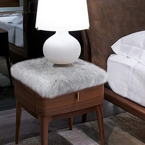 Softlife White Faux Fur Sheepskin Chair Cover Seat Cushion Pad Super Soft Area Rugs for Living Bedroom Sofa Dorm (1.6ft x 1.6ft, White-Grey Tip) - color: White-grey Tip