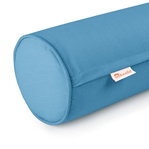 Austin Horn Classics Sunbrella Set of 2 Zippered Neck Bolster Pillow, Made with Sunbrella Fabric, Cylinder Pillows, for Couch & Bed, Decorative Round Throw Pillow, Back & Neck Support (Peacock Blue) - color: Blue, size: Medium