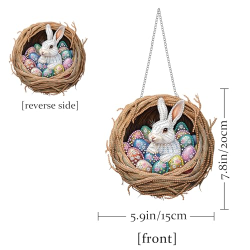 Pavemlo Hanging Diamond Art Kits for Adults Easter Rabbit - 8x8 Inch Double-Sided Acrylic Board Pearl Art Kits for Adults Suncatcher Pendant, Sparkling Home Wall or Window Decoration Handmade Gift F17 - color: Rabbit 2