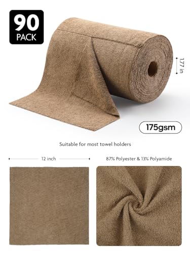 Fantasticlean Microfiber Cleaning Cloth Roll- 90 Sheets, 12" x 12" (Tan) - color: Tan, size: 90 pack