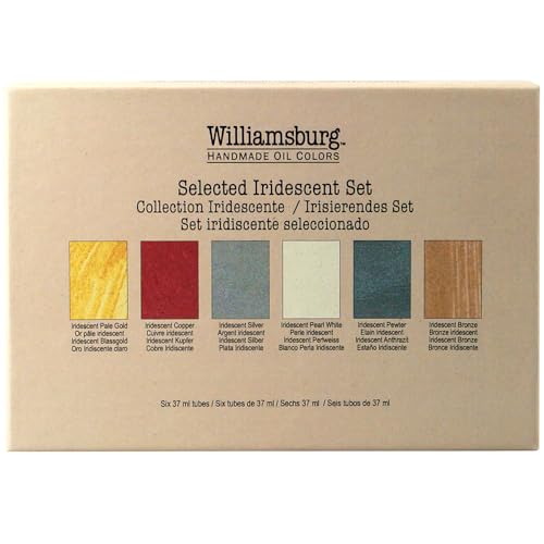Williamsburg Artist Oil Colors, Iridescent Set, 8 Colors | Six artist grade oil paints in 37 ml tubes.