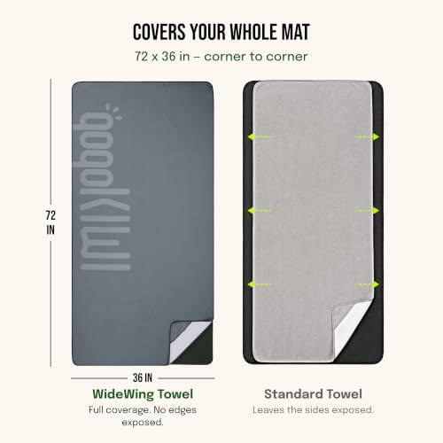 gogoKIWI Hot Yoga Mat Towel, 72 x 36 in, Corner Pockets, Slate Gray | Doubles as a hot yoga towel and Pilates towel, soaks up sweat, soft microfiber resists pilling, matches your mat - color: Slate Gray