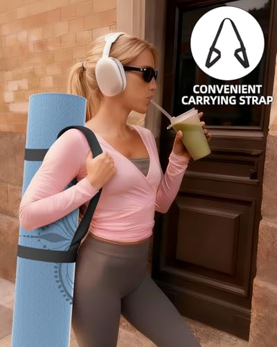 Large Yoga Mat (75.5"x47.6"x0.4"๏ผExtra Wide & Thick 10mm | Non-Slip Exercise Mat, High-Density TPE Mat for Yoga Pilates & Home Gym Workouts - color: Blue-gray