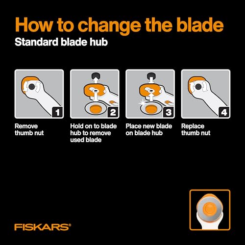 Fiskars 60mm Loop Titanium SoftGrip Rotary Cutter for Fabric & Sewing | Ergonomic Loop Handle Improves Control, Cuts Thick Materials, Easy and Safe Blade Changes, Sewing & Quilting Tools