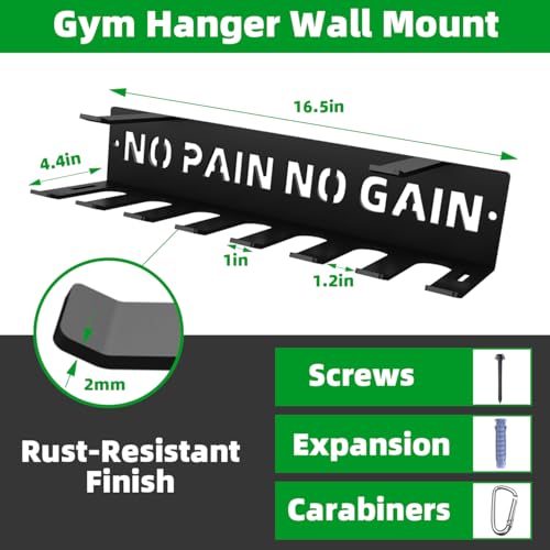 Home Gym Accessories Organization Storage Rack Equipment For Home 8 Hook Wall Hanger Display Gear Barbells Resistance Bands Jump Ropes Lifting Belt Hanger Accessories Hardware Included - color: Yoga Rack