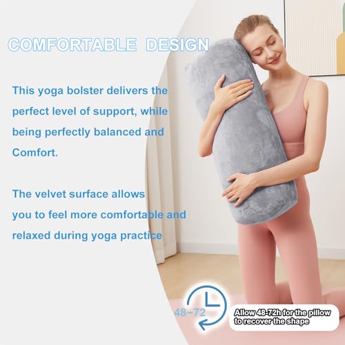 Yoga Bolster Pillow for Restorative & Yin Yoga, Meditation Cushion - color: Gray