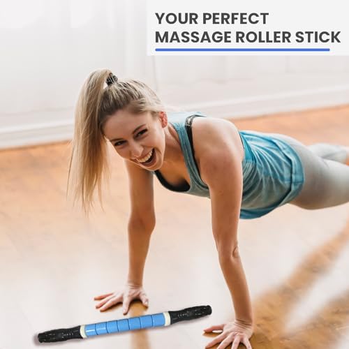 Muscle Roller Stick Ctwctr Massage Roller for Lymphatic Drainage, Cellulite Massager, Leg Massager for Circulation and Pain Relief, Deep Tissue & Trigger Point Massage - color: Blue