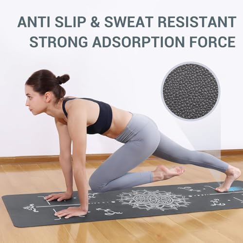 Avoalre Yoga Mat Foldable - Textured Non Slip Exercise Mat -Travel Lightweight Hot Yoga Mat with Carry Bag for Pilates & Home Workouts (72"L x 24"W x 3mm Thick) - color: Gray