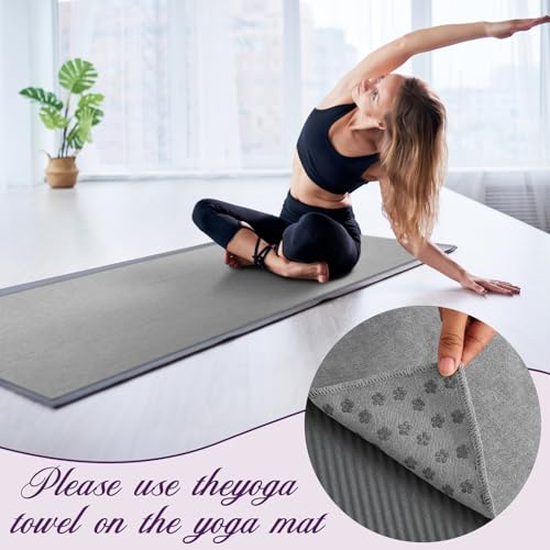 Breling Yoga Towel 4 Pack, Hot Yoga Towel 72" x 24" Non Slip, Grey - color: Grey