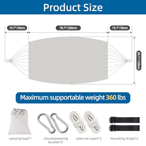 Brazilian Style Double Hammock with Fringe, 2 Person Patio Hammock for Backyard & Indoor Relaxation, Soft Breathable Fabric, Easy Setup with Straps & Carry Bag, 360 lbs Capacity - color: White