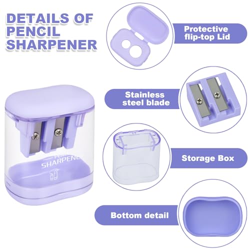 Manual Pencil Sharpener, 12 Pack, Dual Holes for School Office | Snap-on Lid, Compatible with Standard and Jumbo Pencils