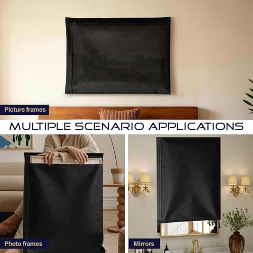 40" x 30" Felt Picture Frame Moving Bag, Mirror & Picture Moving Supplies for Artwork Canvas Painting Frames, Reusable Protective Pouch for Moving Storage (2 Pack, Black) - size: 30" x 40"