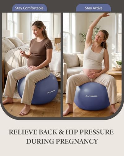 Trideer Exercise Ball, Stability Yoga Ball for Physical Therapy, Active Sitting, Pregnancy & Birth Labor Prep, Core Strength, Balance Training, Posture Improvement and Daily Stretching, 55/65/75cm - color: Midnight Blue, size: L(23-26ines/58-65cm)