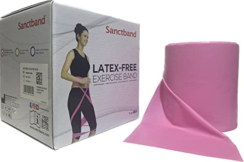 Non-Latex (Rose Level 1) Sanctband Resistance Bands 50 Yard /46 M Professional Latex Free Elastic Band for Upper & Lower Body & Core Exercise, Physical Therapy, Pilates, Workout, & Rehab