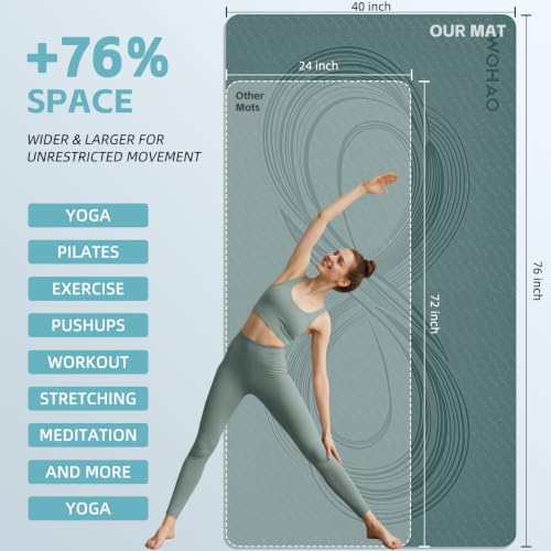Large 76"x40"x0.4" Yoga Mat - color: Dark green