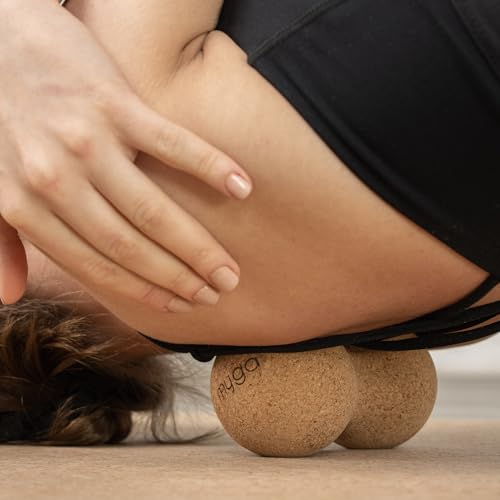 Myga - Cork Peanut Lacrosse Ball Muscle Roller Self Massager for Myofascial Release, Trigger Point Therapy and Deep Tissue Massage - 5.51" x 2.36"