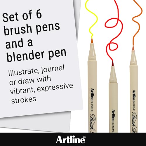 Artline SUPREME Brush Pens | AP Certified Safe for Kids | Blur Resistant Ink | EPFS-F | Flexible Brush Nib Creates Unique Wide & Fine Lines | Assorted Floral 7-Pack - size: Pack of 7