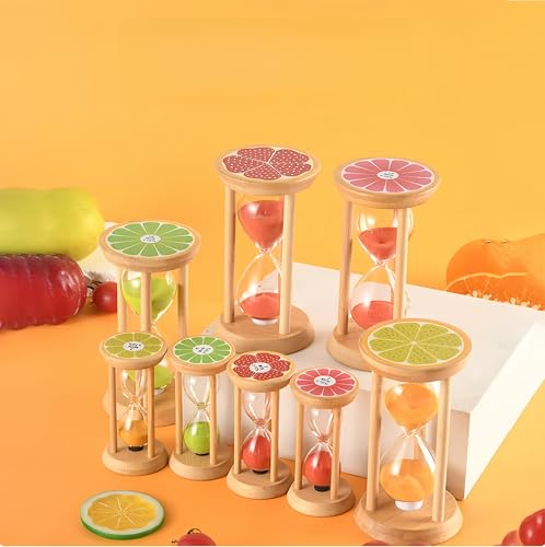 Mini Wooden Sand Timers,100% Bamboo Hourglass Watch 1 Min Fruit Sandglass Timer for Toothbrush Timer Games Classroom Home Office Cooking(Lemon+Green+1Min) - color: Lemon+green, size: 1Min