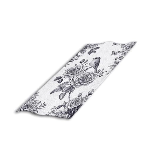 Garden Flowers Roses Peonies Beach Towel Bird and Butterflies Ink Art Face Towels Suit Travel Sports Pool Swimming Bath Camping Spa Gym Yoga,15x30 Inch - color: Garden Flowers Roses Peonies