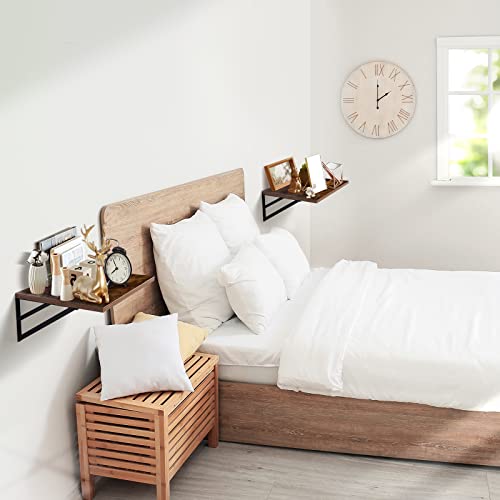 Tectocker-DOU 2 Pc Deep Floating Wall Shelves, Heavy Duty, 16x12, Brown - color: Brown, size: 16W×12D