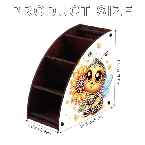 Bee and Sunflower Diamond Painting Organizer – DIY Wooden Multi-Compartment Desktop Storage Box, Rustic Tabletop Craft Kit for Adults Home or Office Use - color: Bee & Sunflower