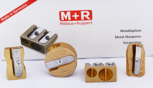 Mobius + Ruppert (M+R) Brass Artists Pencil Sharpener - choose from 4 shapes! Made in Germany - finest in the world! (604 - Bullet/Grenade) - size: 604 - Bullet/Grenade