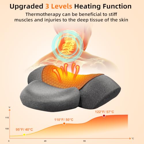 Upalled Cordless Heated Neck Massager Pillow for Pain Relief Deep Tissue