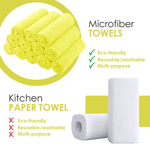 Avalon Towels Microfiber Cleaning Cloths (Value Pack of 48) - Size 16 x 16 Inches, Highly Absorbent Cleaning Rags, Lint Free, Reusable and Washable, Microfiber Towels for Cars - color: Yellow, size: Pack of 48 - 16x16 Inches