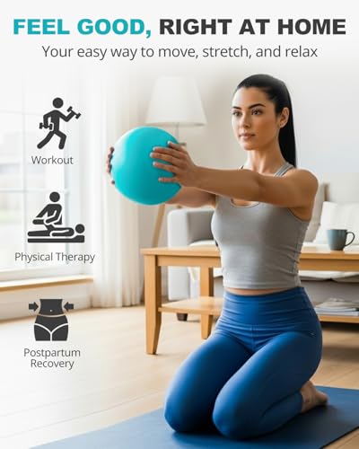 Trideer 9-Inch Pilates Ball, Small Exercise Ball Pilates Equipments for Yoga, Physical Therapy, Pregnancy, Postpartum, Core Training, Balance, Stability and Stretching - color: Turquoise