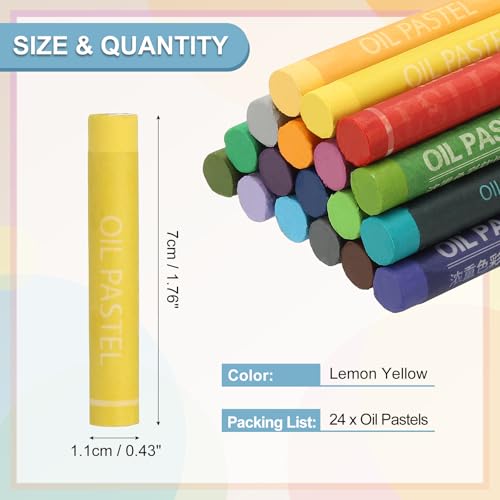 PATIKIL Lemon Yellow Oil Pastels, 24Pcs Soft Oil Crayons Creamy Pastels Stick Art Supplies for Art Painting Drawing Blending Graffiti for Drawing Beginners Artists - color: Lemon Yellow