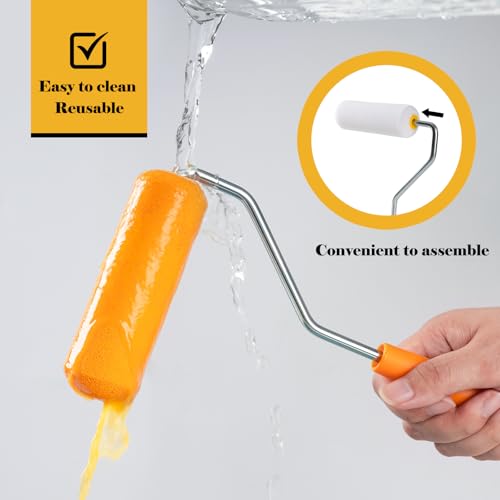 Mister Rui Mini Foam Paint Rollers, 4 Inch Paint Rollers 10 Pack | High Density Small Paint Roller Refills 4 Inch, High Absorption Sponge Paint Roller for Painting Wall, Trim, Touch-ups, Doors
