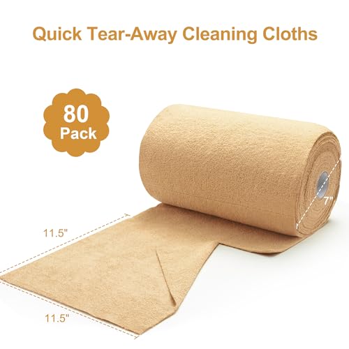 Greenfound Microfiber Cleaning Cloth Roll -80 Pack, 11.5x11.5, Tear Away Towels, Reusable and Washable Rags, Orange - color: Orange