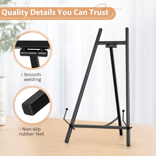 13.3" Metal Easel Stand for Sign – Elegant Table Top Easel for Display, Heavy Duty Tabletop Picture Easel Stand for Wedding Sign, Picture Frame, and Art (Black) - color: Black, size: 13.3 Inch