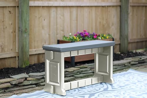 Bench, Deep Grey Top with Warm Grey Sides, 2 Pack - Proudly Made in The USA, Click and Lock Hardware-Free Assembly, Durable and Stylish Outdoor Seating - color: Deep Grey/Warm Grey, size: 2 Pack