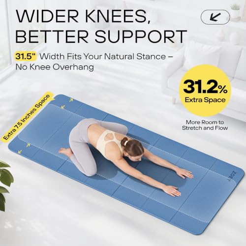 ZOEY 7-Fold Foldable Yoga & Exercise Mat, 74.8x31.5 Extra Wide 31.5 Inch XL Extra Large Lightweight Mat, Folding Pilates Stretching Mat, Anti-Slip Double Non Slip Noise Reducing Hot Yoga Mat, Odorless Non Toxic Eco TPE Workout Mat for Beginners Women Men,