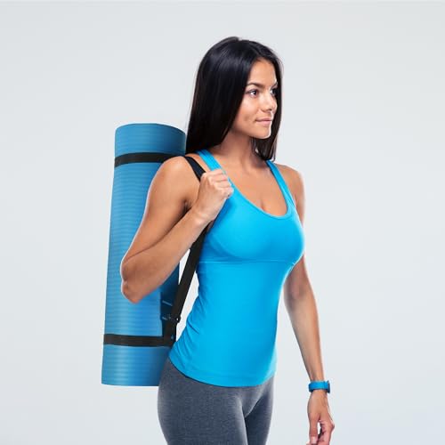 Fitvids Yoga Mat, 1/2-Inch Extra Thick High Density Exercise Mat, Anti-Tear Exercise Yoga Mat with Carrying Strap, Suitable for Various Yoga Exercises - color: Blue