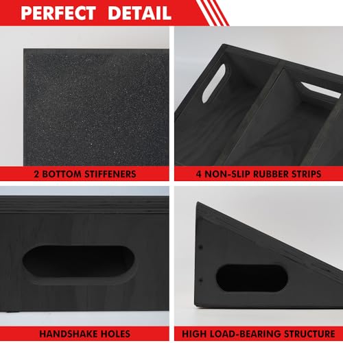 EVERYMATE Slant Board Calf Stretcher, Non-Slip Heel Elevated Squat Wedge Block for Weightlifting and Calf Stretching, Knees Over Toes Equipment 1000LB - color: Slant Board-BLACK