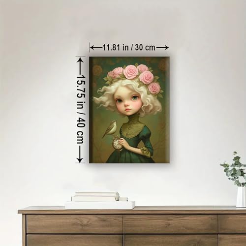 Aeontinity Bunny Queen of TIME Gothic Framed Canvas DIY Paint by Numbers Kit Bar Cafe Cave Home Room Wall Bathroom Porch Patio Decor Gift, 16 x 12 Inch - color: BUNNY QUEEN OF TIME