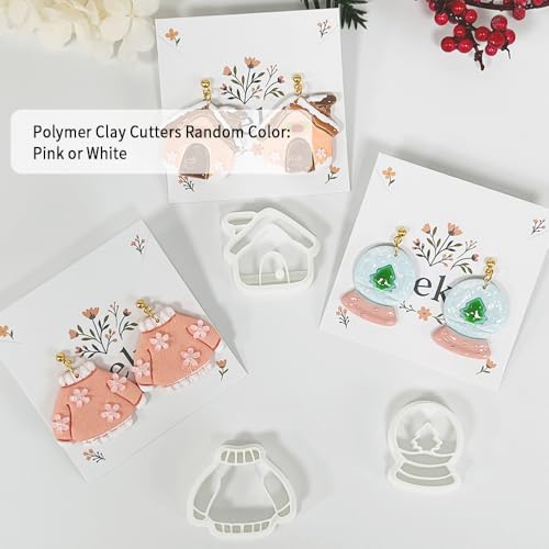 Xaekicr 3 PCS Christmas Polymer Clay Cutters Set – Winter Snow Globe, Sweater, House Clay Cutters for Earrings – Holiday Polymer Clay Molds and Clay Tools for DIY Crafts - color: 2A